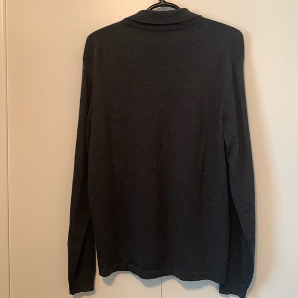 BOSS Hugo Boss Wool Blend Long Sleeve Dark Gray Polo Size Large - Picture 4 of 9